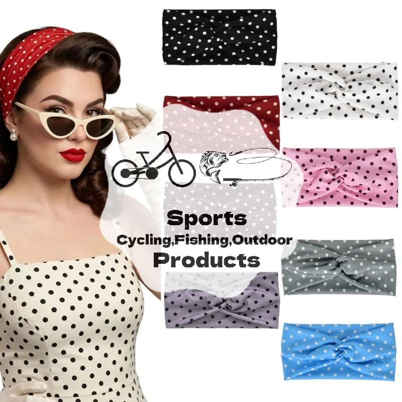 1Pcs Boho Style Versatile Wide Headbands Y2K Retro Polka Dot Stretch Women Girl Headband Yoga Sports Dating Hair Accessories