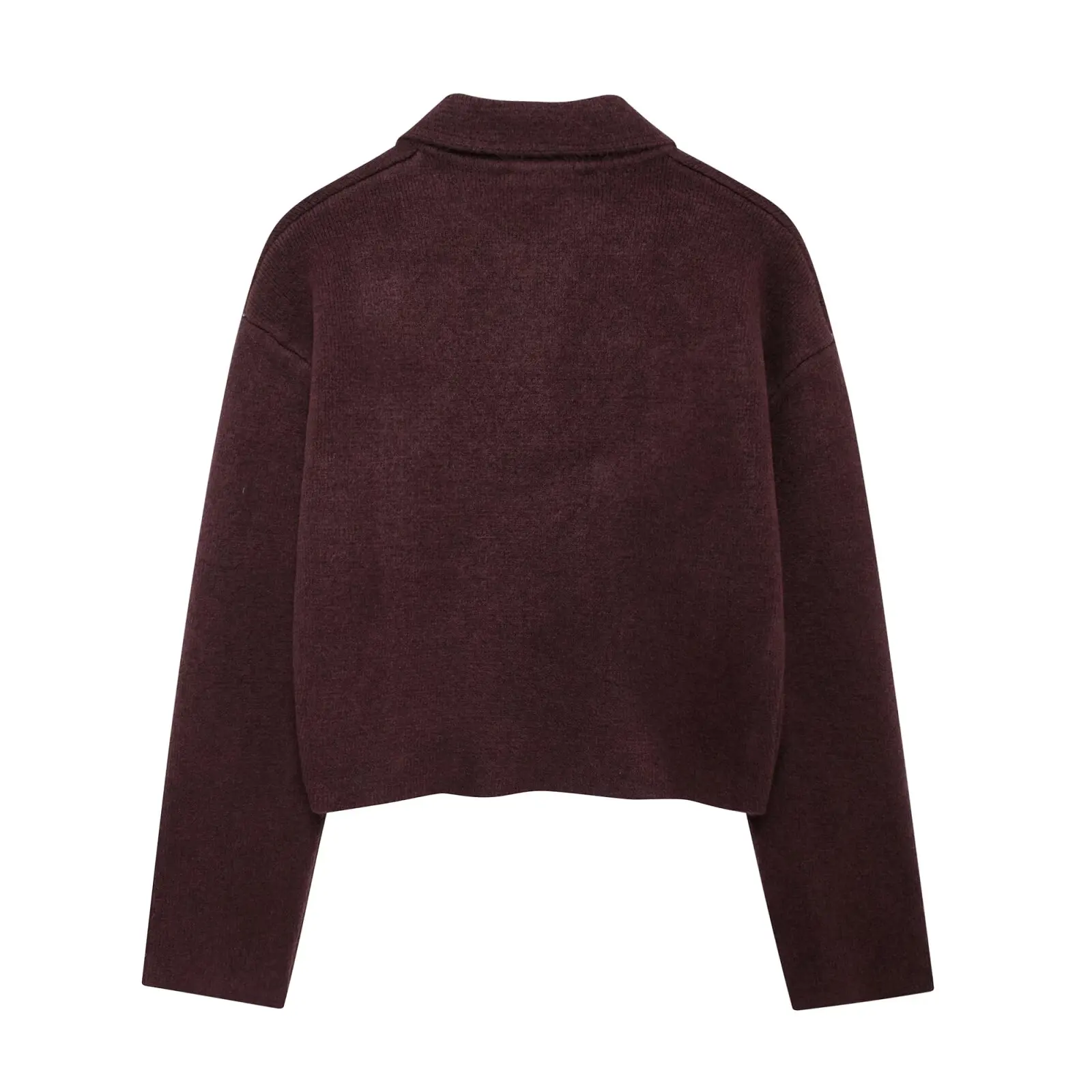 TRAFZA femminile causale solido maglione Cardigan autunno donna manica lunga colletto rovesciato tasche con cerniera decorare Top lavorato a maglia Mujer