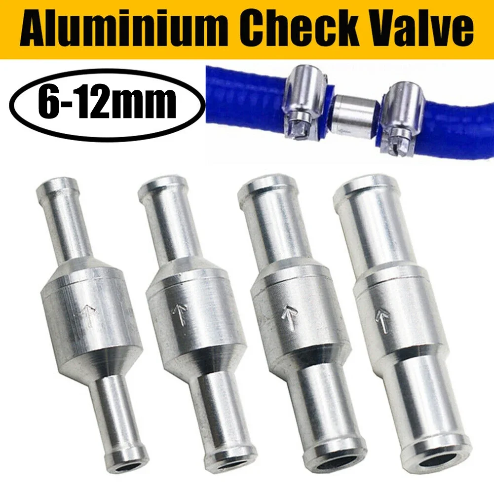 6/8/10/12mm Non-return Valve Chrome One-way Non-return Check Valve Auminium Fuel Water Gas Air Vacuum Replace Non-return Valve