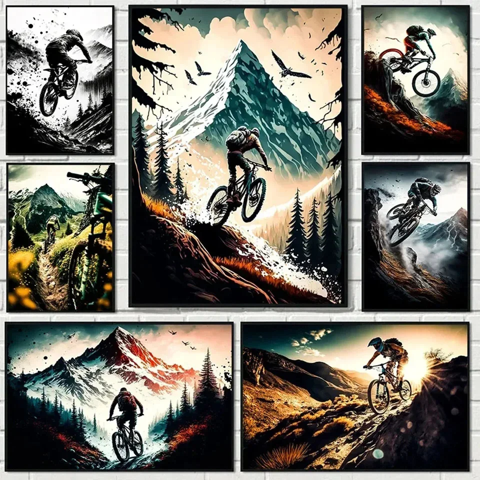 

5d Abstract Sport Mountain Bike Ride Diy Diamond Painting Full Drill Mosaic Pictures Cross Stitch Embroidery Gym Club Decor Gift