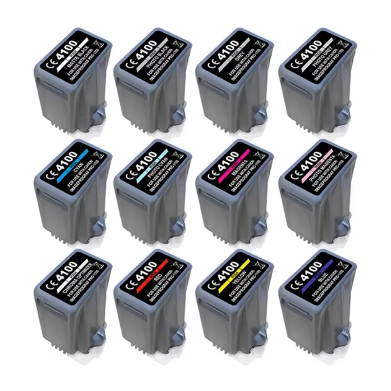 PFI4100 PFI-4100 PFI 4100 Compatible Ink Cartridge With Pigment Ink for Canon ImagePROGRAF PRO-1100 Printer (12 Pack/80ML)