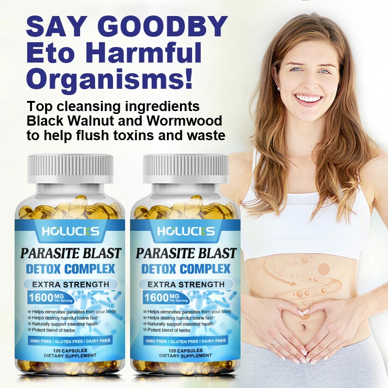 اشتر 2 واحصل على 2 مجانًا! كبسولات إزالة السموم من باراسيت بلاست 1600 ملغ، تدعم إزالة السموم من الجهاز المعوي والهضمي، حيوية عامة