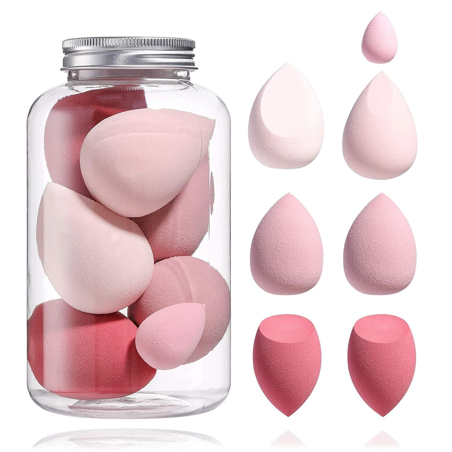 Set of 5 Versatile Beauty Blender Makeup Sponges for Dry and Wet Use - Flawless Application for Liquid, Powder, and Cream Cosmet