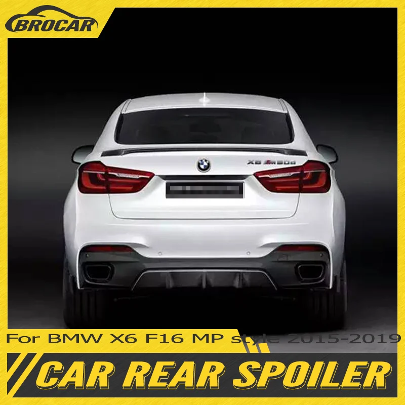 For BMW X6 F16 2015 - 2019 MP Style Real Carbon Fiber Material Rear Spoiler BMW F16 Trunk Boot Wing Spoiler Splitter car Tuning