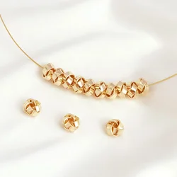 4 pieces 8mm copper plated 14K gold knotted loose beads DIY Jewelry Discovery Necklace Bracelet Spacer Accessories Materials