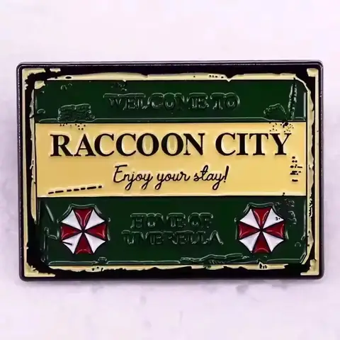 Horror Game Umbrella Company Emaljnål Raccoon City Biohazard Countermeasure Service Evil Resident Broscher Kavajmärken 10 best sales Pin Resident Evil - №10