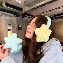 Y2K Star Plush Earmuffs Outdoor Cycling Ear Protection Colour Blocking Ear Bag Warm Winter Warm Earplugs Y2K Headset Ear Cover