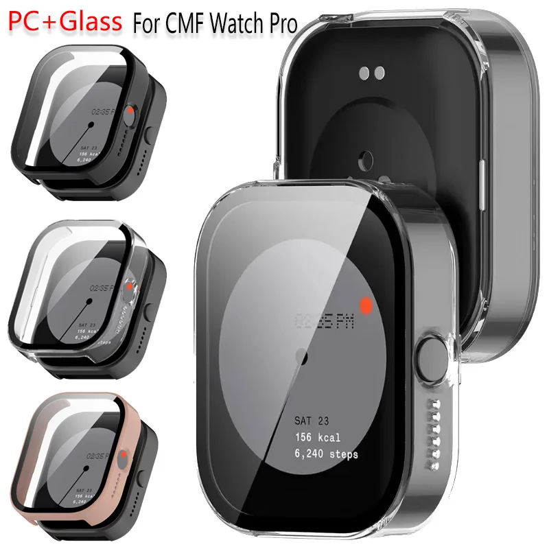 PC Case+Tempered Glass For CMF Watch Pro Glass Screen All-around Protective shell Cover For CMF Watch Pro Anti-fall protective