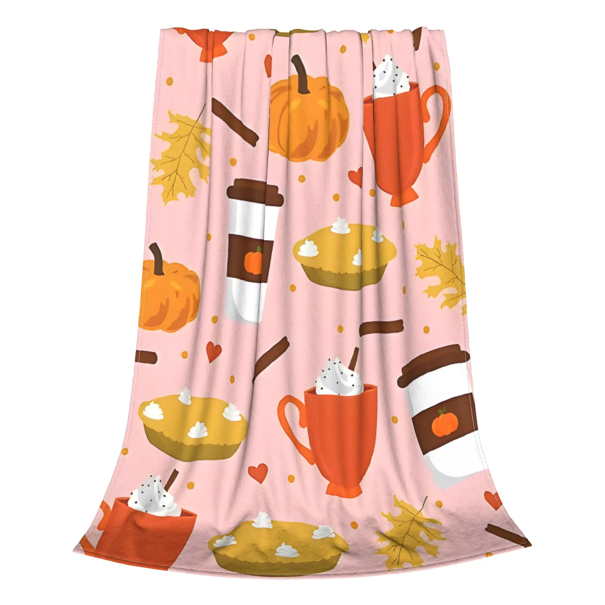 1PC Love Pumpkin Spice Pink  Blanket Throw Super Cosy Plush Living Room Sofa