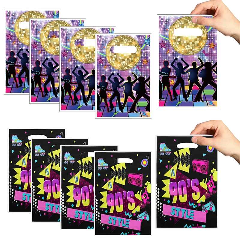 Disco Music Kraft Gift Bags Rock Music Dancing Theme Candy Snack Handle Boxes Birthday Wedding Party Supplies Decoration