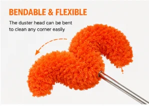 Telescopic Stainless Steel Duster with Ultra-fine Microfiber Head, Static Dust Catcher, Bendable for Ceiling Fans, High Furniture, Car, Spider Webs, Indoor & Outdoor Use for Bedroom Bathroom Kitchen view 4