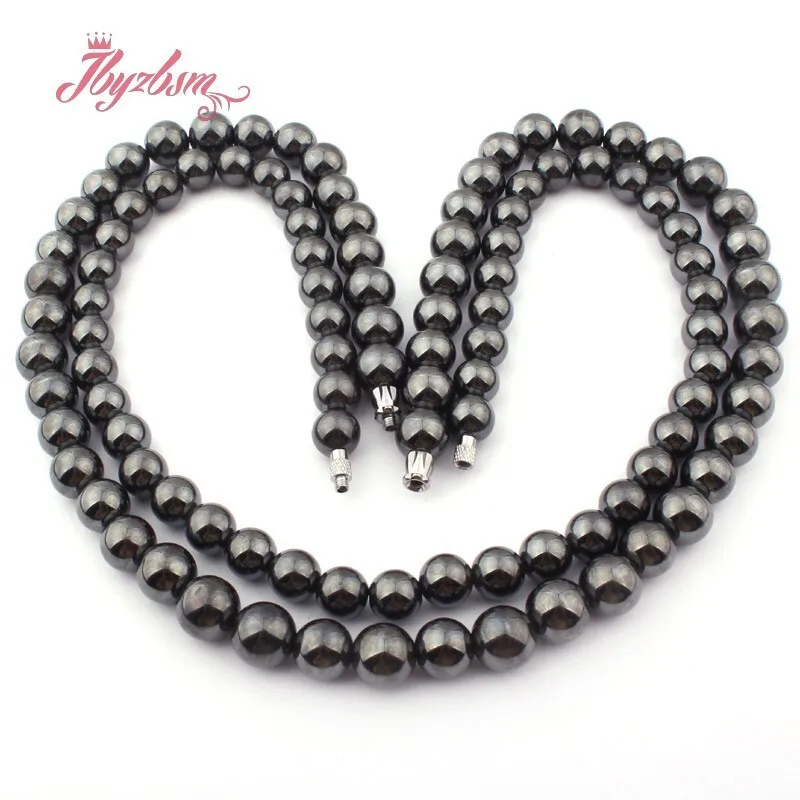 

10mm 11mm Natural Hematite Black Round Stone Beads Necklace For Tribal Lady Woman Fashion Style Jewellery Necklace 19"/23"