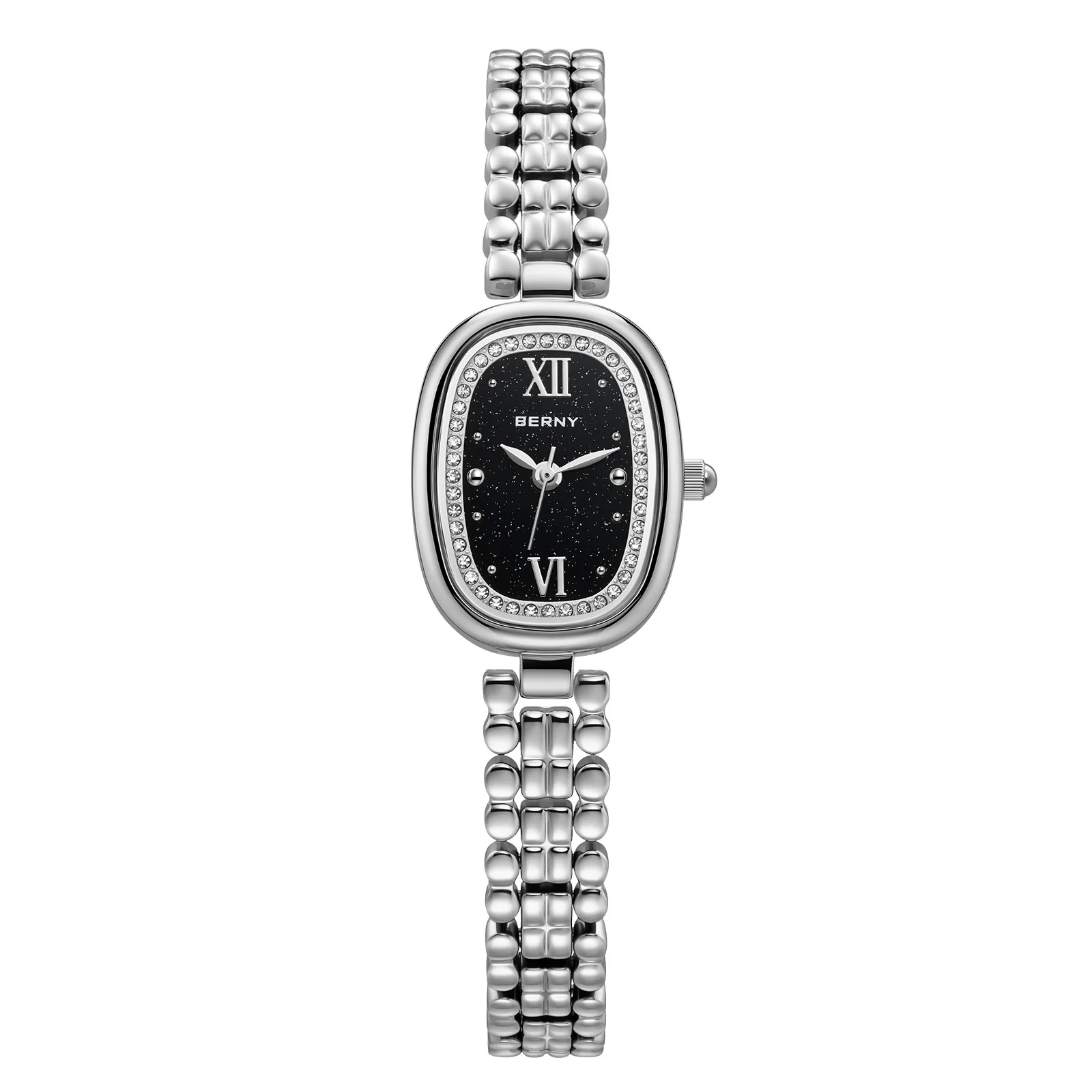 BERNY Watches for Women Oval Casual Elegant Ladies Quartz Watch Lightweight  Fashion Girls Dress Stainless Steel Wristwatch