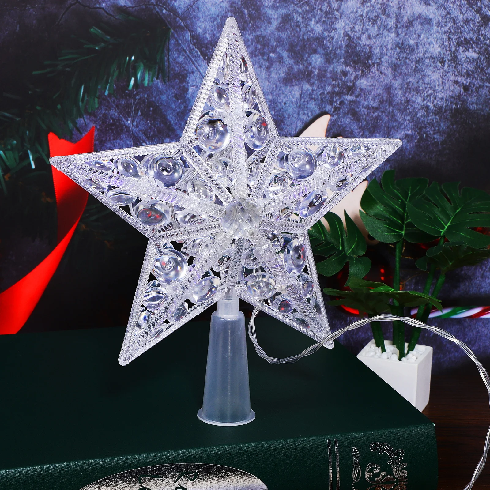 

1Pcs Xmas Star Topper Lamp Warm Glow LED Tree for Christmas Decorations Festival Theme Party Home Wedding Holiday