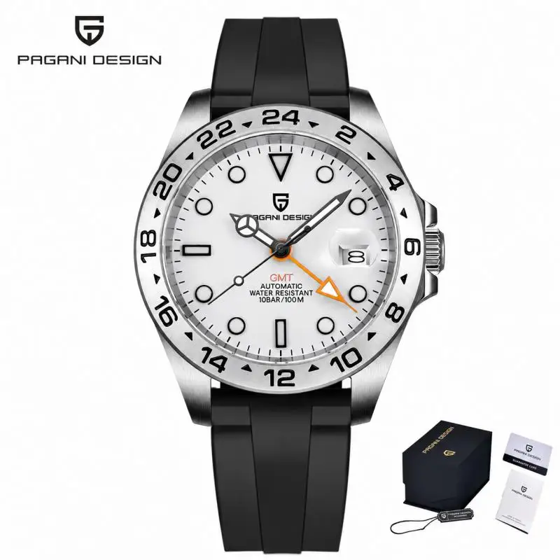 PAGANI DESIGN GMT Uhr Automatische Mechanische Uhr Edelstahl Luxus Sapphire 100m Wasserdichte Uhr Reloj Hombre PD1682