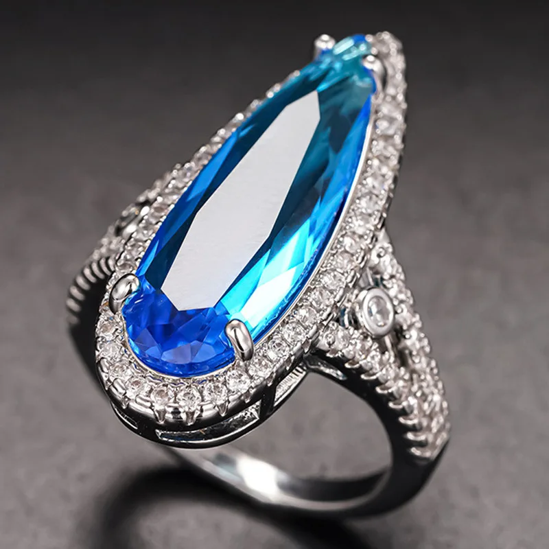 European and American Ultra Long Exaggerated Futuristic High Luxury Ring with Transparency, Ocean Feng Shui Drip Accessories