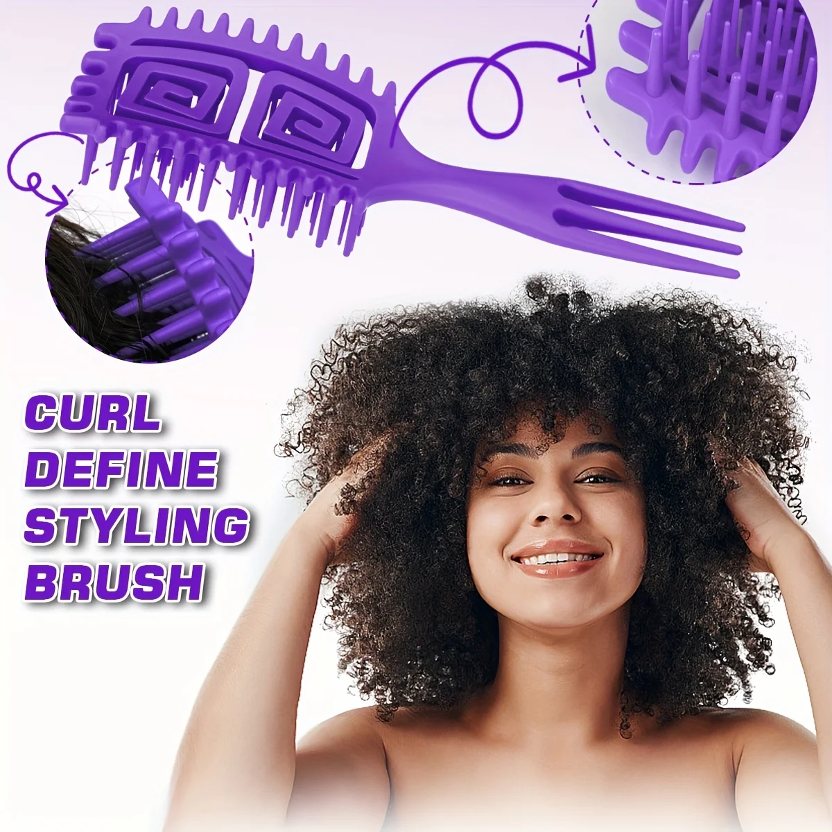 

1pc 3-Prong Hollow Back Wet Curly Brush - Detangling Reduces Hair Pulling, Blow Drying Safe, Unisex Styling Tool ,hairbrush