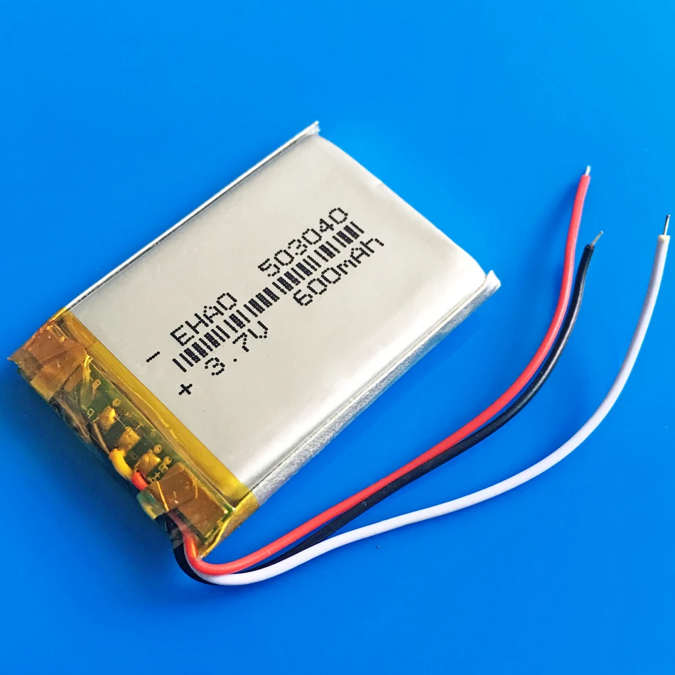 3.7V 600mAh Lipo akumulator z 3 przewodami litowo polimerowa 503040 dla MP3 GPS DVD głośnik Bluetooth rejestrator Ebook Camera