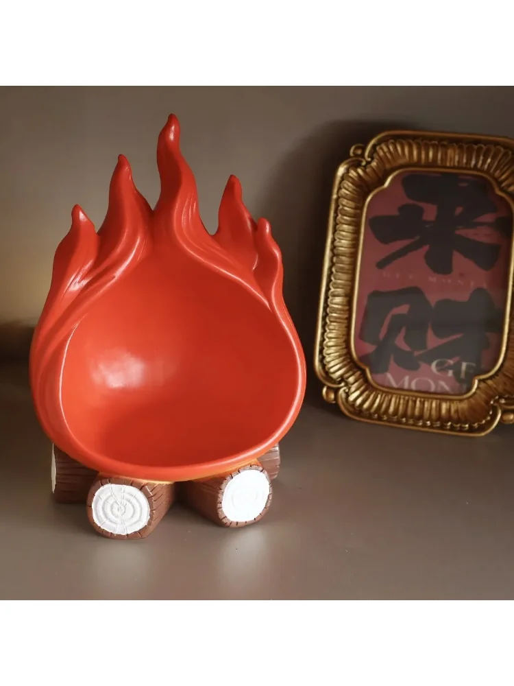 Fun cartoon firewood flame key tray storage box home decoration crafts suitable for home, indoor and outdoor use blessing gifts