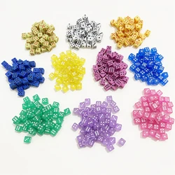 100Pcs 5*5*5mm Mini D6 Acryl Gaming Rechten Winkel Punkt Würfel Standard Sechs Seitige würfel Für Brettspiel zubehör