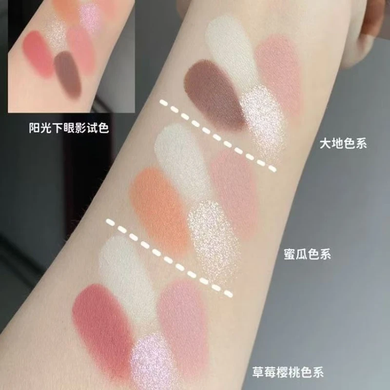 Flower Knows Never Shop Series Cosmetics 8Color Eyeshadow Matte Pearlescent Black Tea Brown Palette Highlight Delicate Makeup