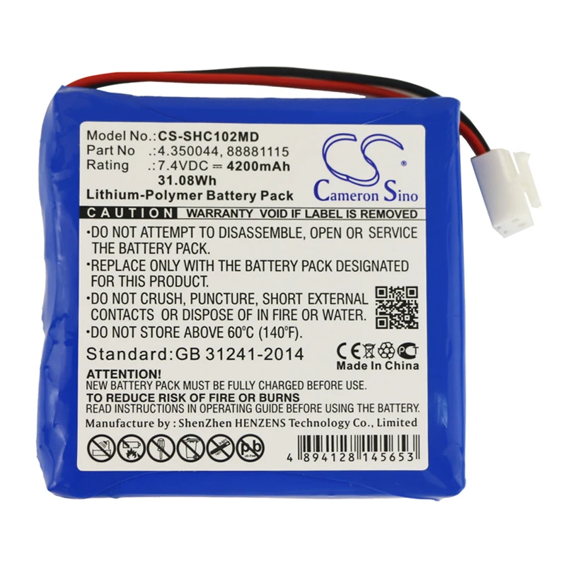 

4200mAh 7.4V 31.08Wh Medical Li-Polymer Battery for Schiller 4.350044 88881115 110650-O Cardiovit MS-2007