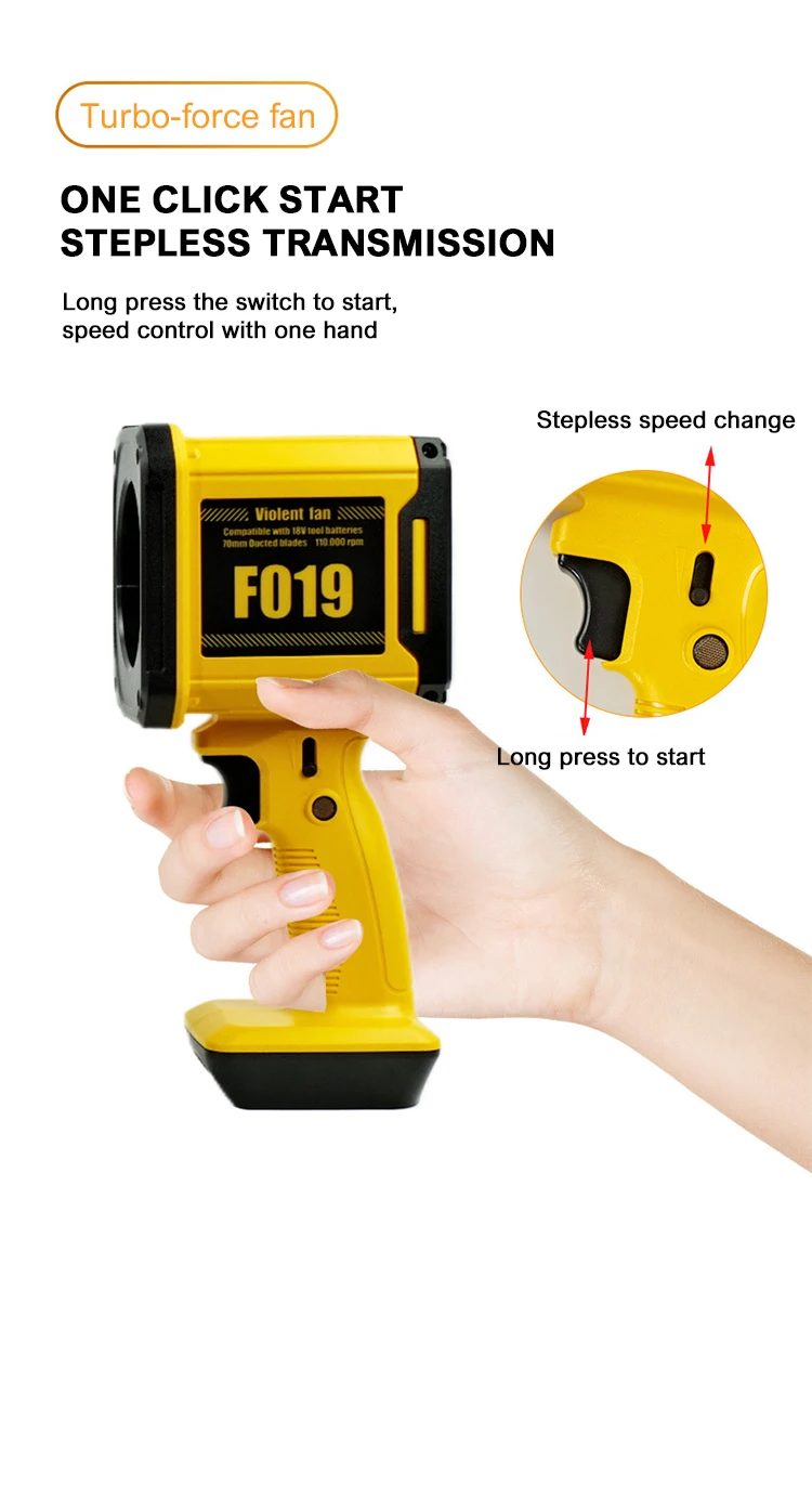 

Upgarded 33000 RPM Brushless High-Speed Motor Vortex Force Fan for Makita/Milwaukee/Dewalt 18V-21V Lithium Battery Dropshipping