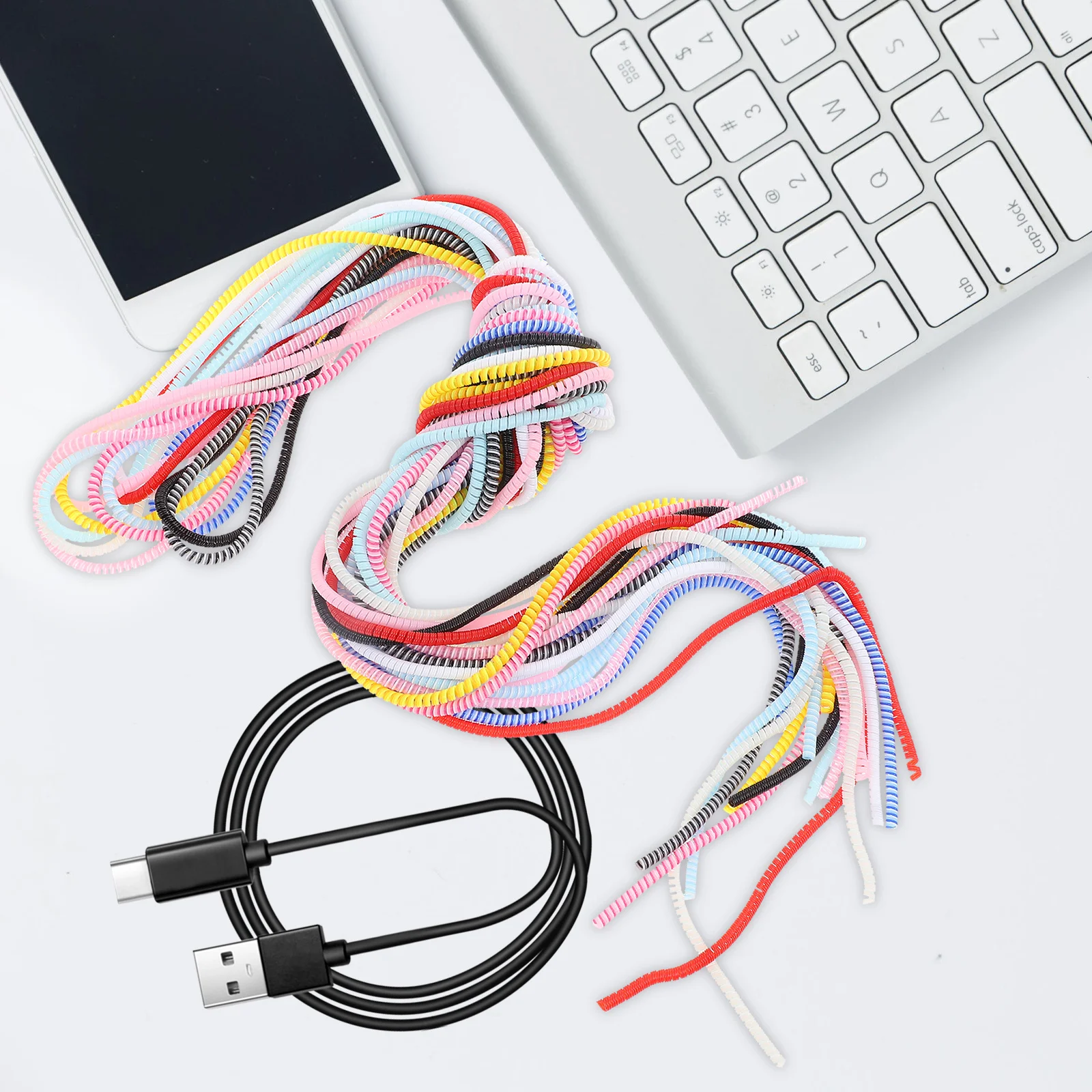 

12Pcs Spiral Data Cable Protector Sleeve Cord Management Tube Cable Wrap Wire Sleeve Prevent Knotting Abrasion Dust