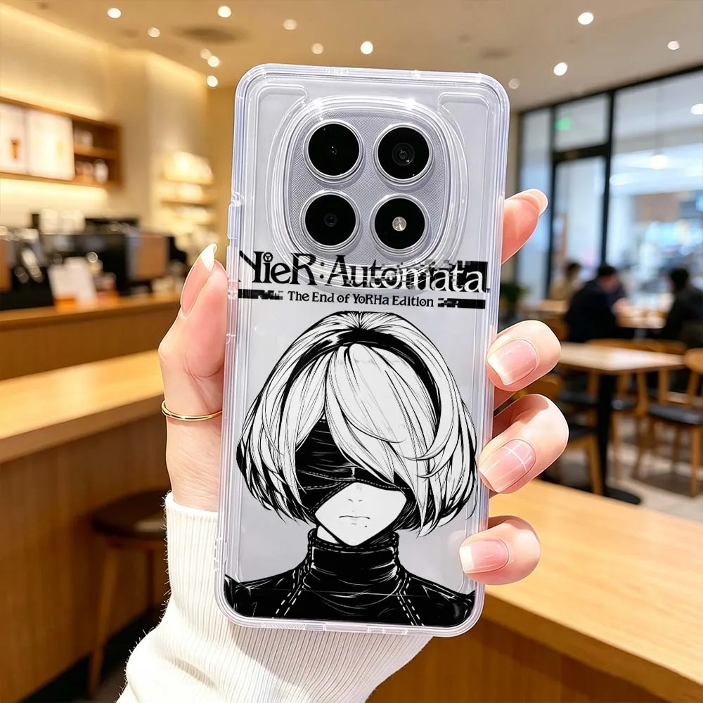Funda de Anime NieR Automata para Xiaomi POCO X7 X6 X5 F7 F6 F5 F4 M8 M6 C85 C71 Pro, Funda Protectora Transparente para Teléfono