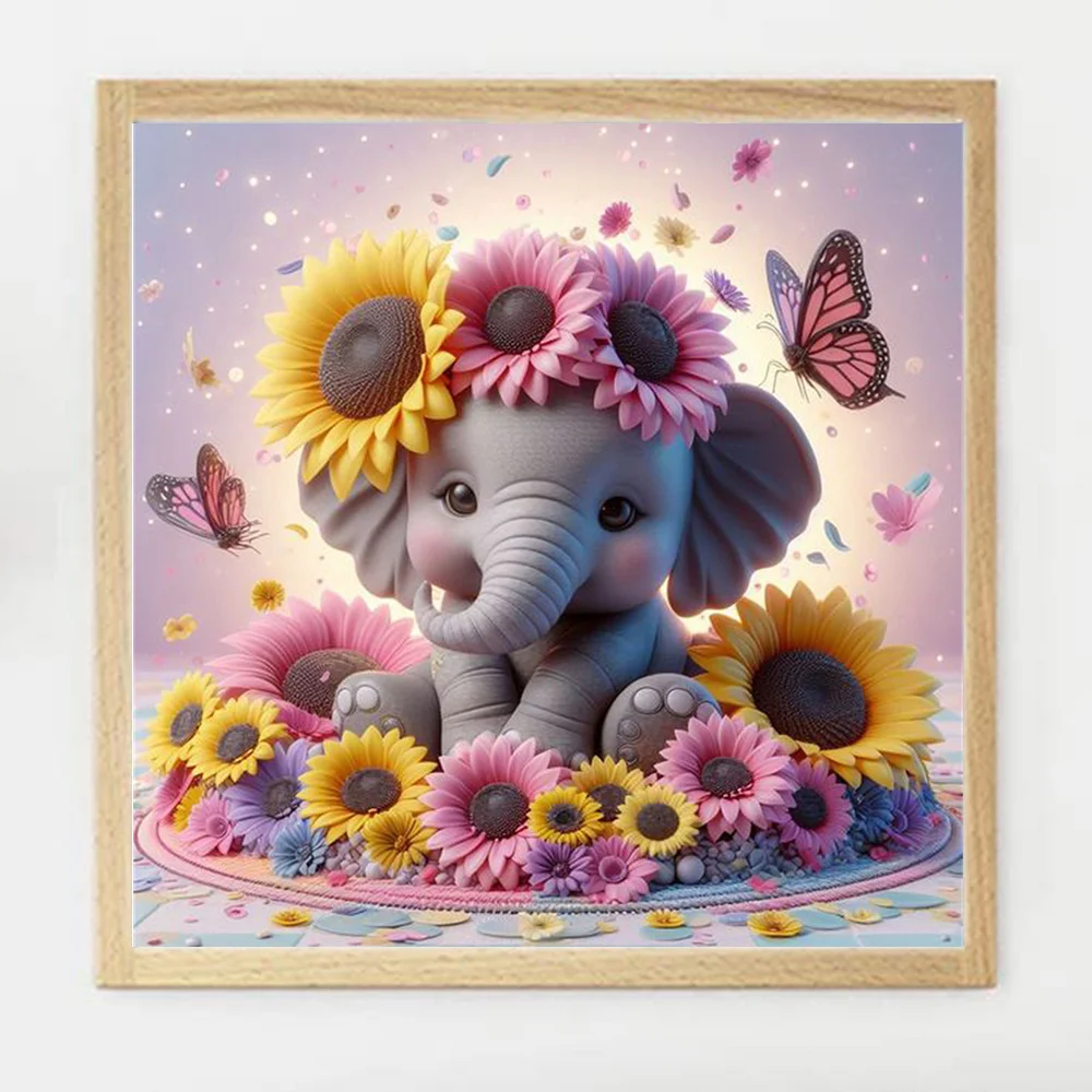 Evershine Elephant Diamond Painting Animal Cross Stitch Kits Sunflower Embroidery Cartoon Mosaic Home Decoration - view 4
