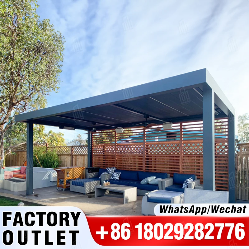 

Aubesi outdoor garden house metal roof modern roof top waterproof pergola glass bioclimatic and aluminum pergola awning pergola