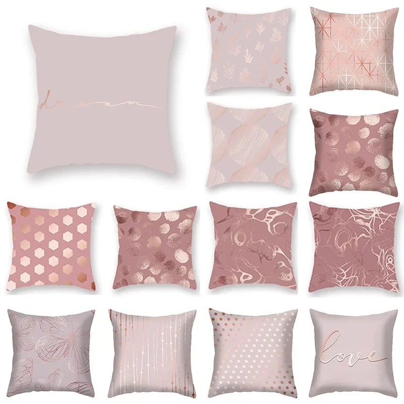 INS Rose Gold Throw Polyester Throw Pillow Cases Sofa Cushion Cover Smooth Pillowcase Attractive Pillowslip Fashion Home Decor