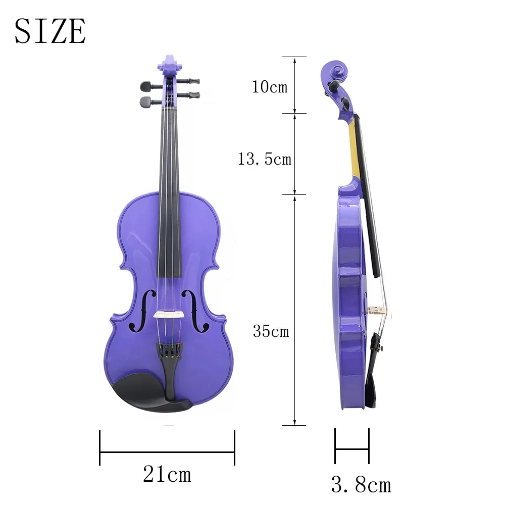 Purple 4/4 Violin Beginners Professionals Acoustic Violin Stringed Instrument Fiddle Set with Case Bow Accessories