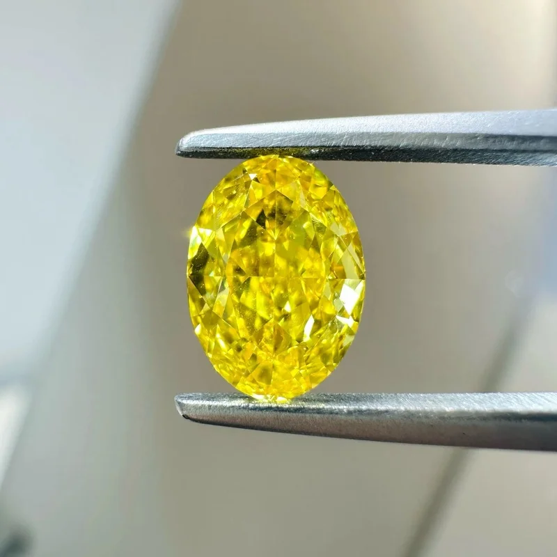 Premium Wholesale Lab Created Yellow Diamonds 05ct 06ct 07ct 08ct 09ct 1ct HPHT CVD Grown DEF VVS VS Oval Cut Loose Stones