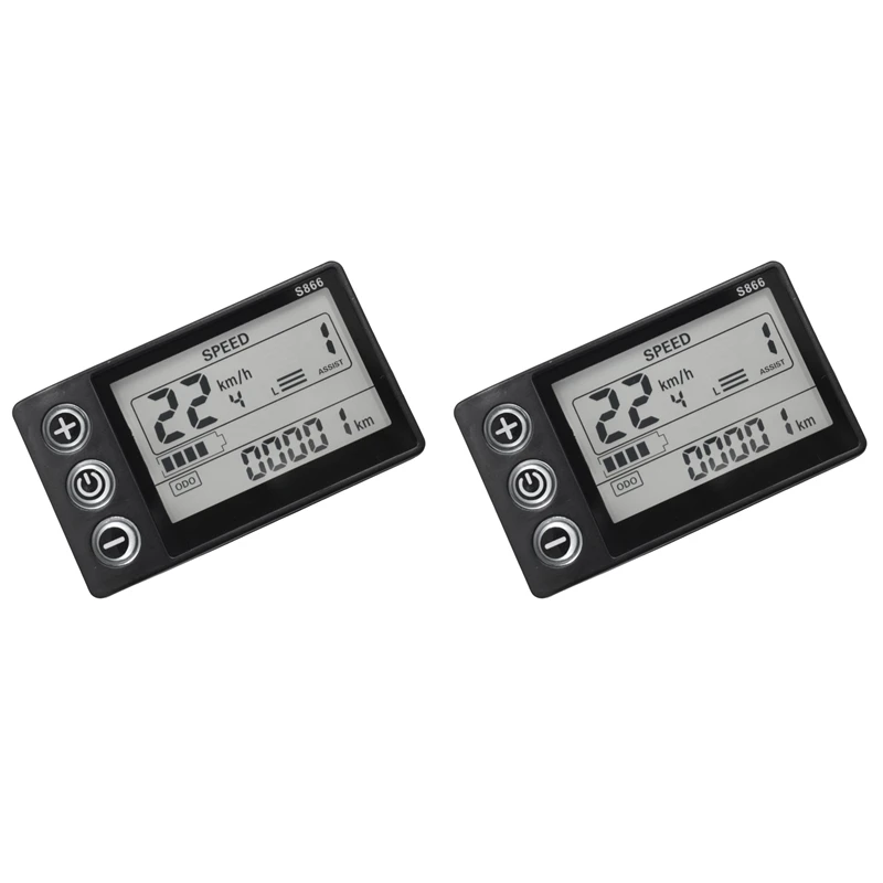 Quality 2X 24V 36V 48V 60V S866 Controller Panel Dashboard Waterproof 6PIN Electric Bike LCD Display For Electric E-Bike Scooter