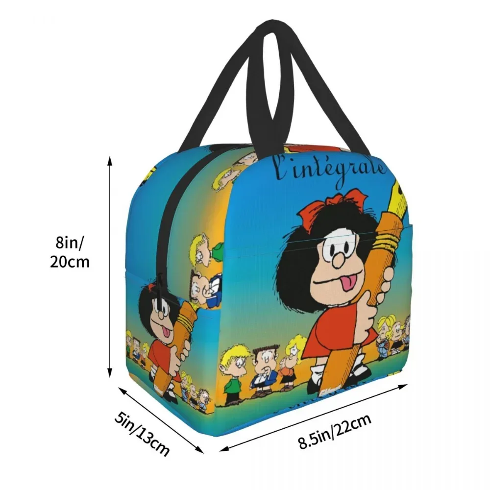 Classic Mafalda Insulated Lunch Bag for Work School Quino Cartoon Mang Warm Cooler Thermal Lunch Box Women Children Picnic Bags