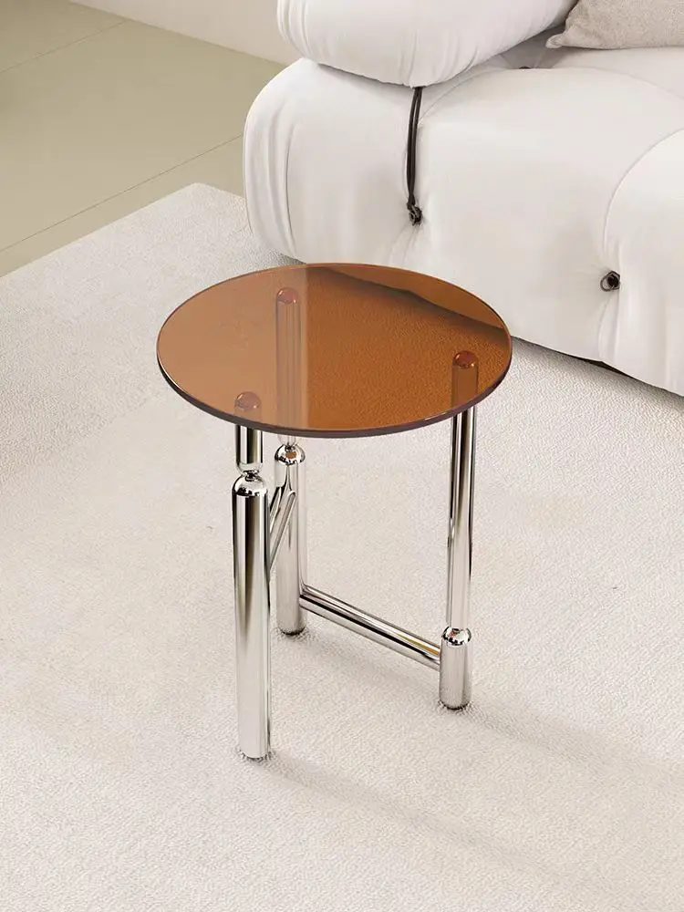 

Designer Sofa Edge Table Coffee Table For Living Room Luxury Circular Glass Corner Table Home Furniture Modern Side Table Bedsid