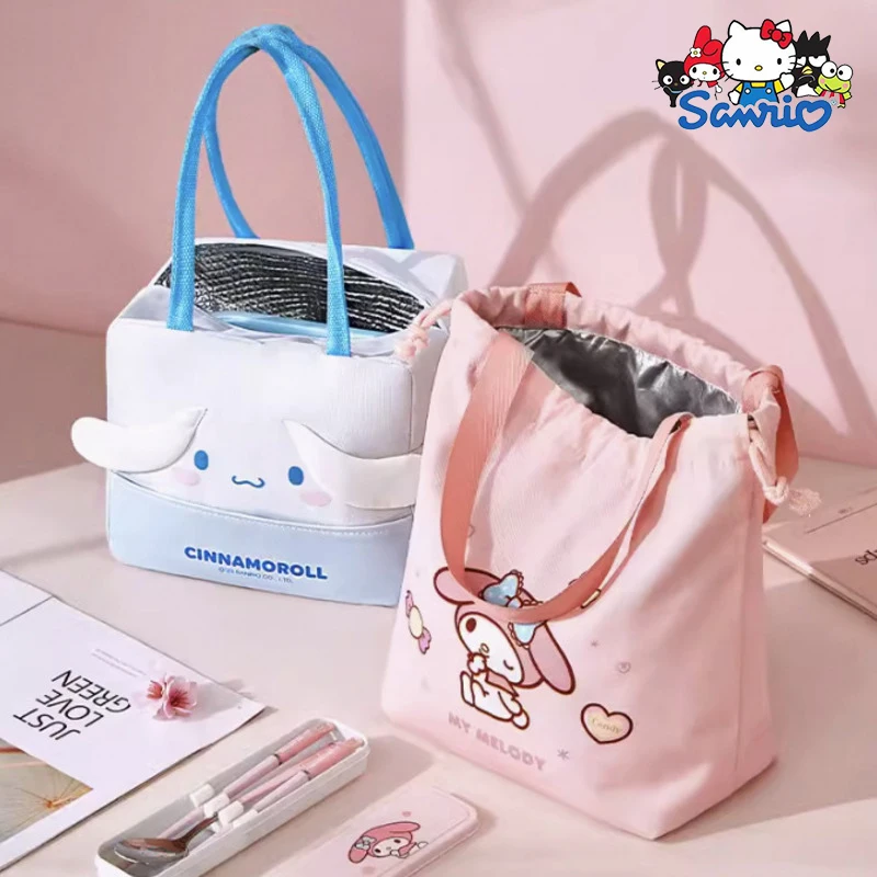 

Kawaii Sanrios Cinnamoroll kt Cartoon Lunch Bag Picnic Insulated Cooler Bags Travel Thermal Child Lunch Box Totes Food Container