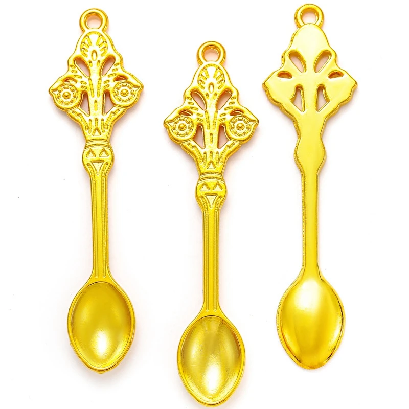 4PCS Ancient Mini Metal Spoon Micro-tuning Shovel Crown spoon Pendant