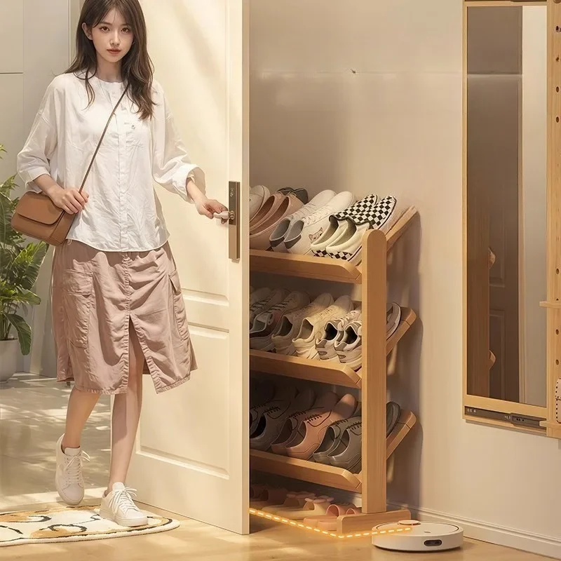 Shoe rack Multi-layer household door shelf Indoor simple storage Shoe cabinet Small and narrow does not take
