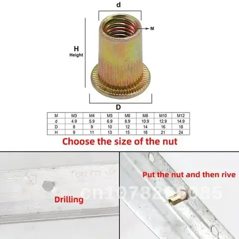 Hand Rivet Nut Gun Head Nuts, Simple Installation, Manual Riveter, Rivet Tool, Accessory for Nuts, M3, M4, M5, M6, M8, M10, 36 P