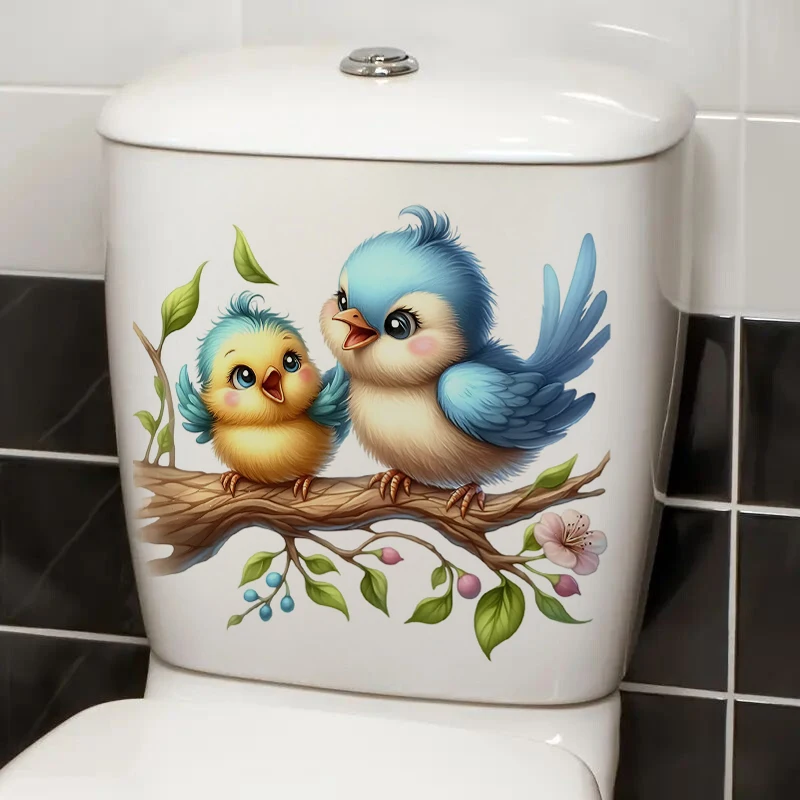 Mama and Baby Bird Sticker, Water-proof Home Wall Decal, Used for Wall, Bathroom, Cabinet, Door,Toilet, Car, Laptop