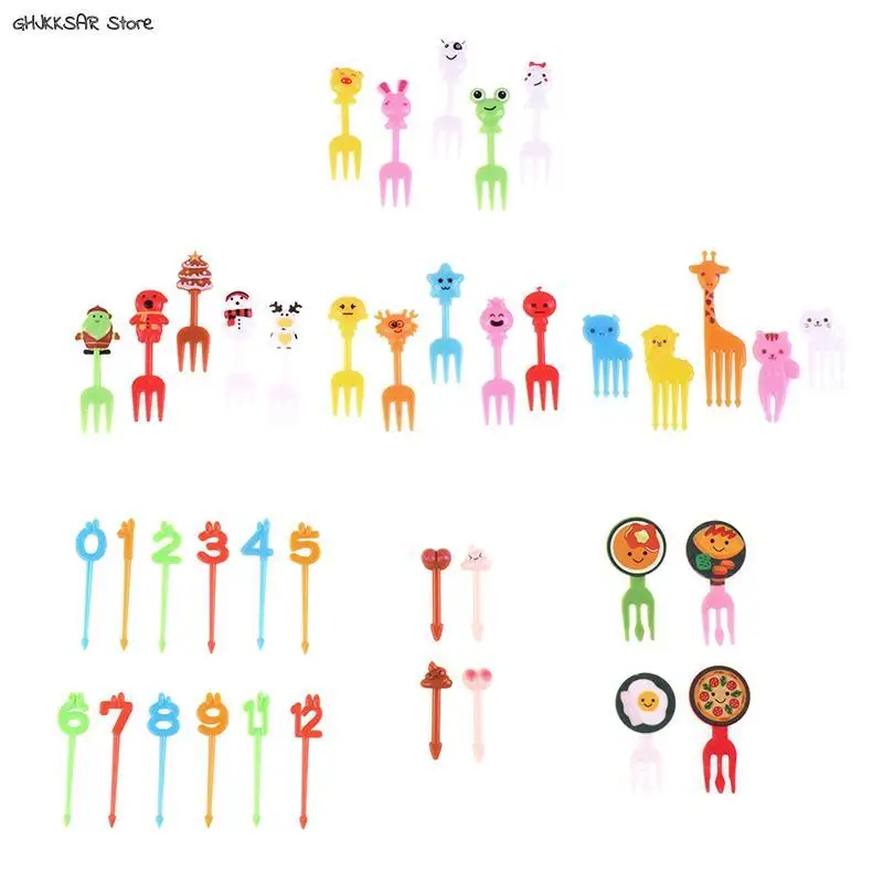 1 SET Lunch Party Pick Dessert Fork Snack Decoration Bento Decorating Mini Fruit Forks For Children Toothpick