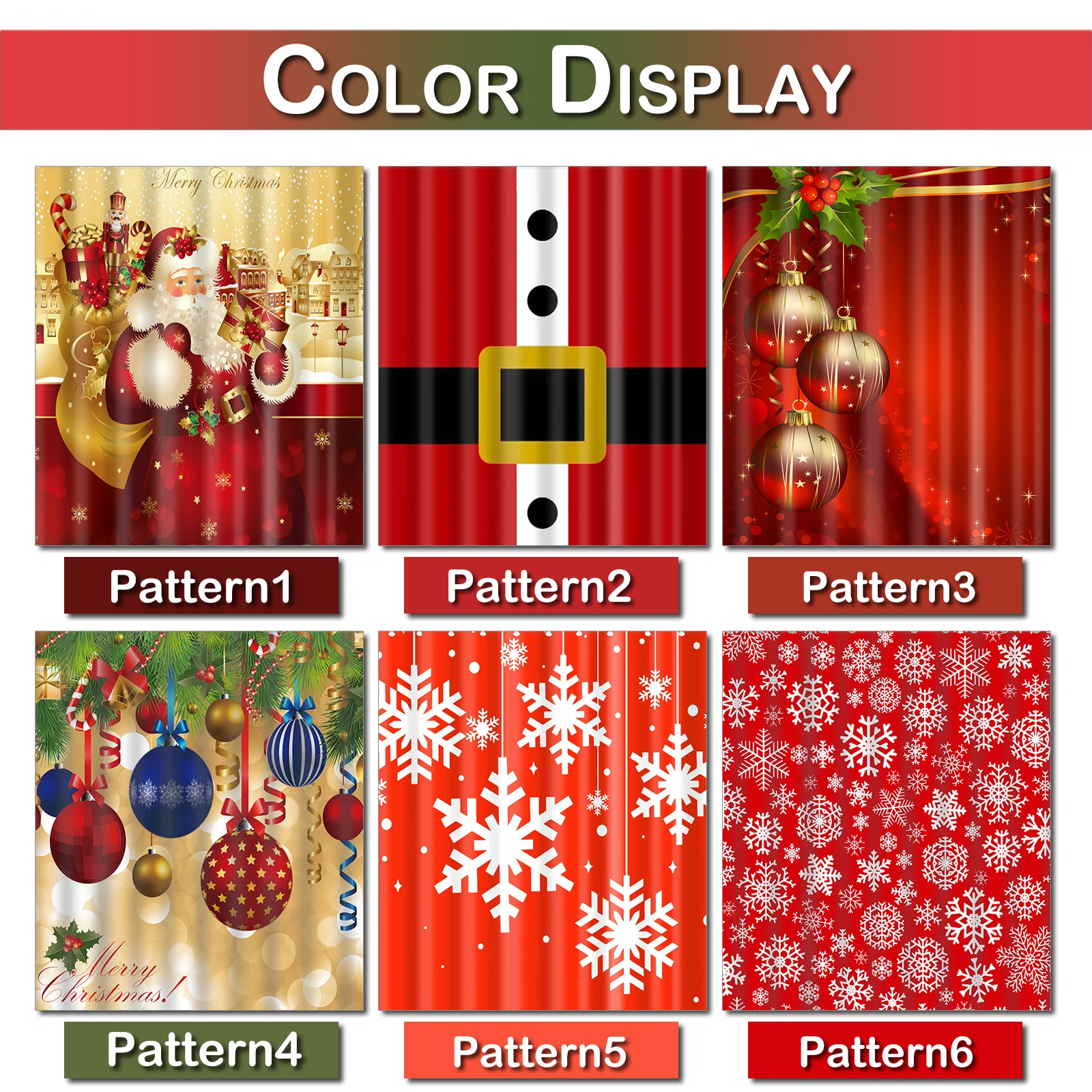 Shower Curtain Bathroom Curtains Christmas Printed Design Bath Curtains for Bathroom Decor with Hooks for Bathtub Decoration