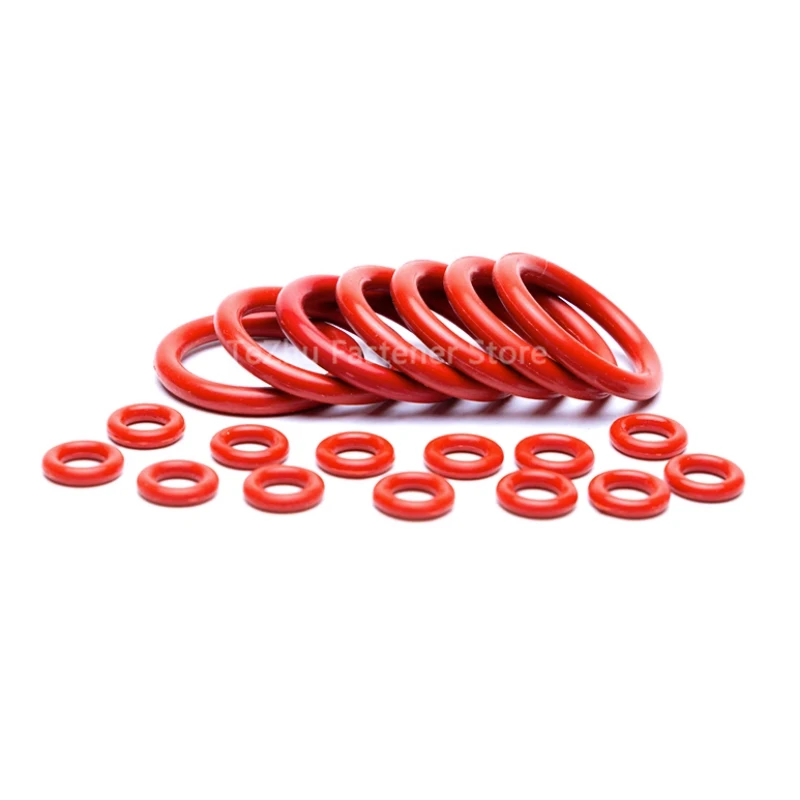 Red Silicone O Ring CS 2mm OD 22/23/24/25/26/27/28/29/30/31/32mm VMQ Silicon O-Ring Waterproof Insulated Rubber Sealing Gasket