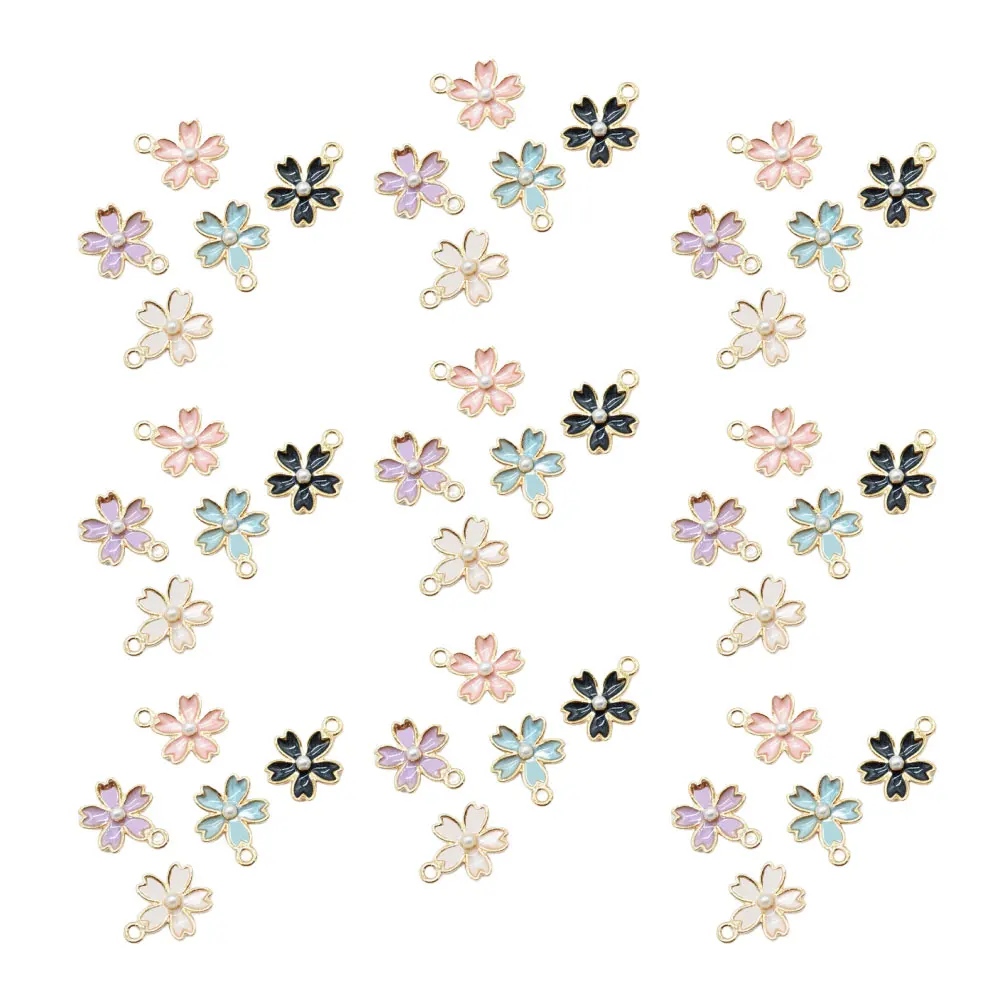 

50 Pcs Cherry Blossom Pendant Charm Simple Stylish DIY Jewelry Making Accessories for Necklace Bracelet Earrings Crafts
