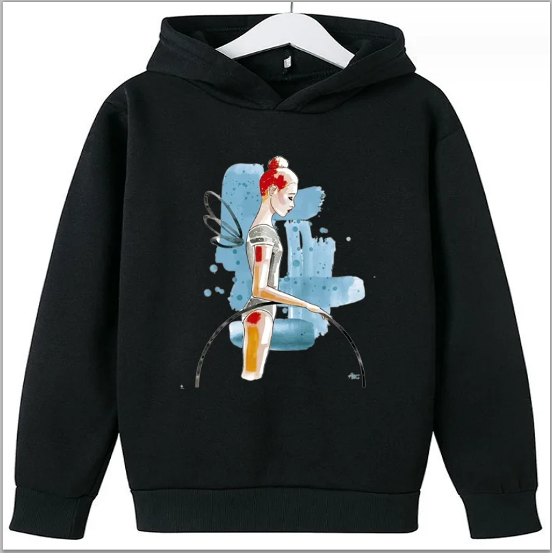 Girls Hoodie New Sports Fitness Dance Print Hooded Long Sleeve Sweatshirt Clothes Anime Hoodies Sweaters Tops Tee Boys Clothes