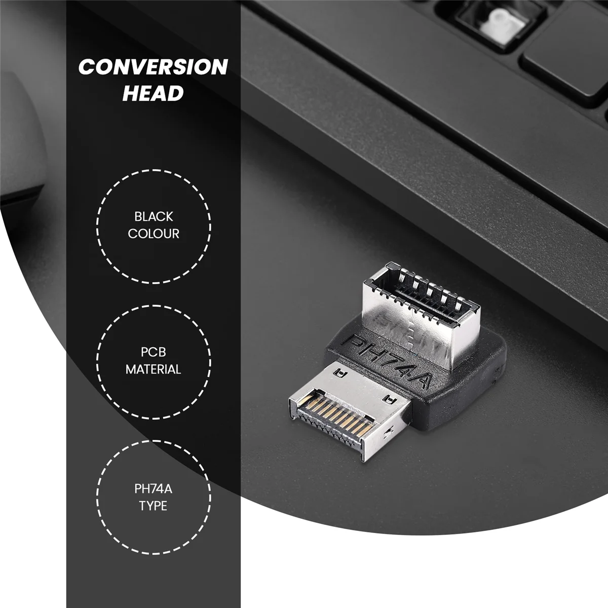 Computer Motherboard Type-E USB 3.1 Type-E Interface 90 Degree Steering Elbow Front Type-C Installed Adapter(PH74A) ZZM