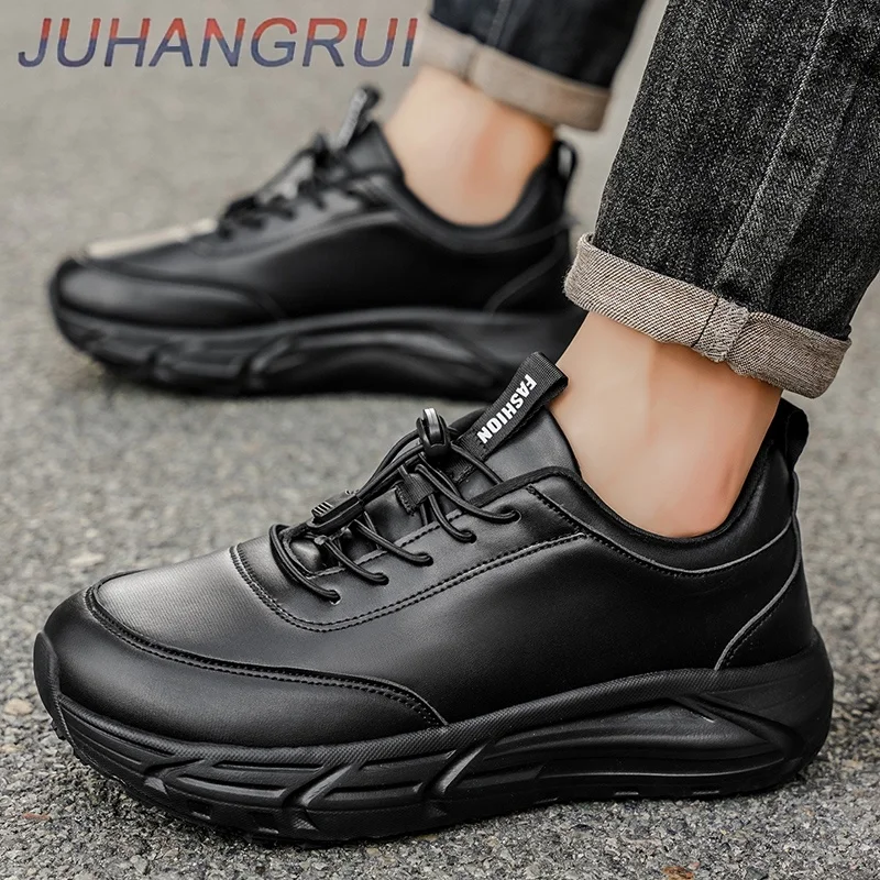 New Men's Wide Toe Casual Leather Shoes Autumn Winter Sports Shoes Breathable Leather High-quality Soles Non-slip Hiking Shoes