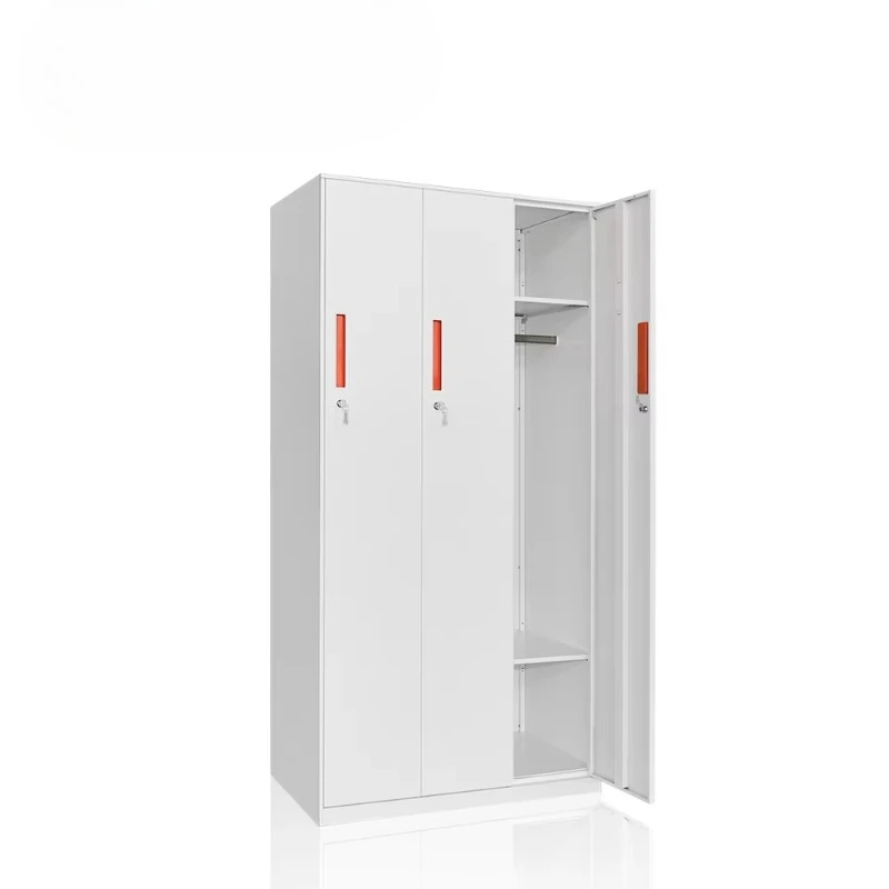 Simple modern wardrobe three-door children's design home steel wardrobe